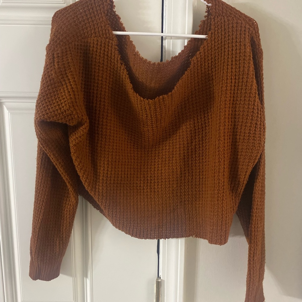 Elegant Rust V-Neck Sweater